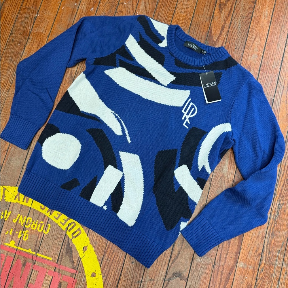 Polo by Ralph Lauren Blue and White Sweater